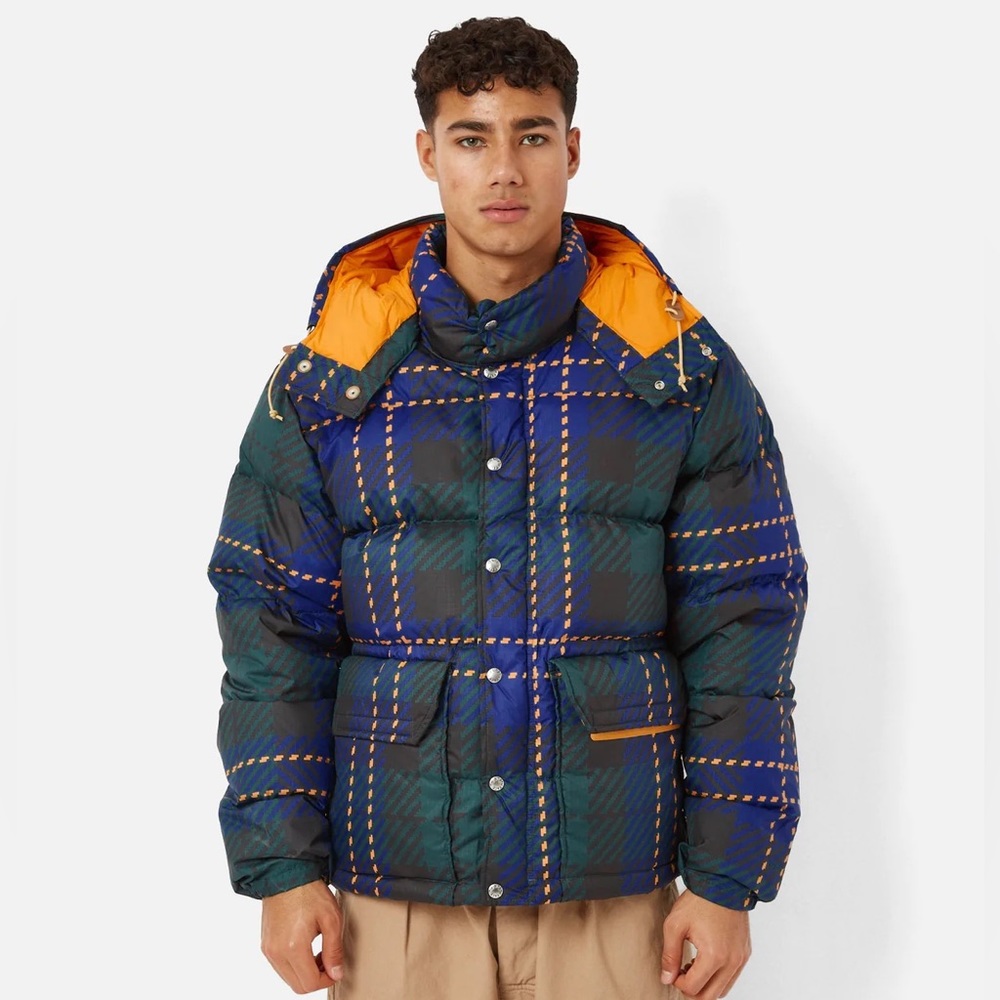 Mens North Face Puffer - 71 Sierra Down Jacket plaid Print- Ponderosa Green